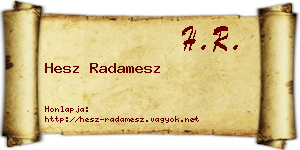 Hesz Radamesz névjegykártya